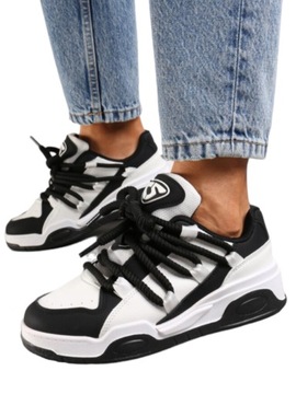 Damskie Buty Sneakersy Sportowe Adidasy Seastar na Platformie Czarne r. 40