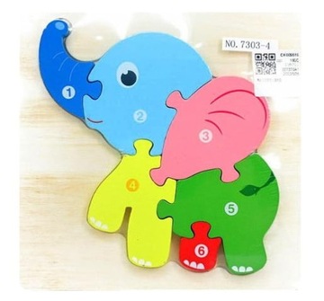 ДЕРЕВЯННЫЙ СЛОН МОНТЕССОРИ ПАЗЛ