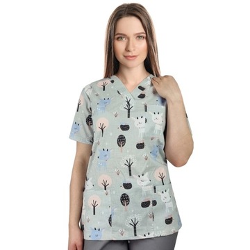 Bluza medyczna damska fartuch kolorowy wzorek XS