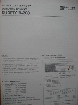 Radio Sudety R-208 Схема инструкций по обслуживанию
