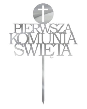 Topper Pierwsza Komunia Święta- srebrny TKS-23