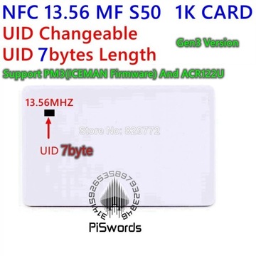 MF S50 NFC 13,56 МГц UID 0 блок 7 байт переменная карта перезаписи GEN3