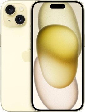 Smartfon APPLE IPHONE 15 128GB 5G Żółty Yellow // JAK NOWY // BATERIA 100%
