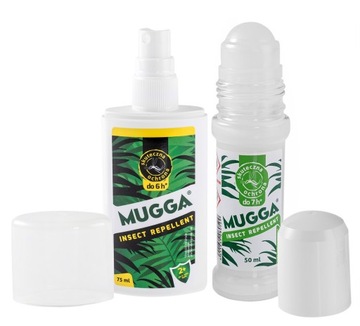 2X MUGGA SPRAY 9,5% + ROLL-ON 20% KOMARY KLESZCZE