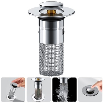 ПРОБКА ДЛЯ УМЫВАЛЬНИКА PUSH IN С ФИЛЬТРОМ, ПРЕДОТВРАЩАЮЩАЯ ЗАСОРЕНИЕ, 2 ШТ.