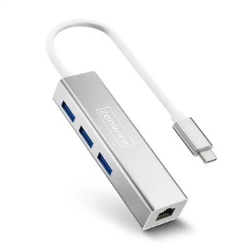 Przejściówka USB-C Ethernet HUB 3xUSB 3.0 RJ45 Adapter LAN 2.0 Konwerter
