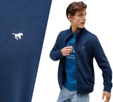 Bluza męska bawełniana Mustang Dillon bez kaptura stójka granatowa r. M