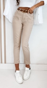 ЭЛЕГАНТНЫЕ ДЖИНСЫ MOM FIT BOYFRIEND, СВЕТЛО-БЕЖЕВЫЕ, СВОБОДНЫЕ, XL