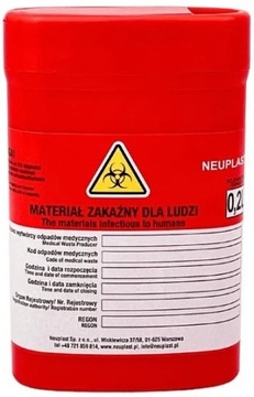 POJEMNIK NA ODPADY MEDYCZNE- Z POKRYWKĄ- 0,2L