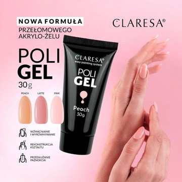 CLARESA POLI GEL АКРИЛОВЫЙ ГЕЛЬ ДЛЯ НАРАЩИВАНИЯ НОГТЕЙ ПЕРСИК 30Г
