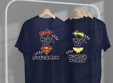 KOSZULKI KOSZULKA T-SHIRT DLA PAR MY SUPERMAN MY WONDER WOMAN JAKOŚĆ