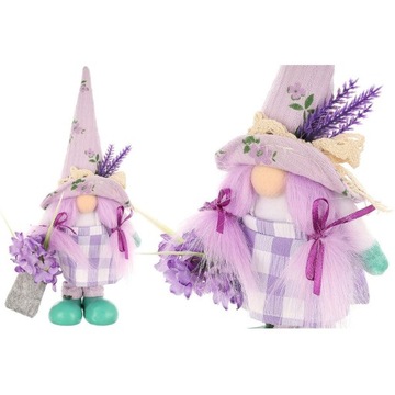 SKRZAT Gnom ŚWIĄTECZNY dekoracja wiosenna WIELKANOCNY 25 cm z lawendą GIRL