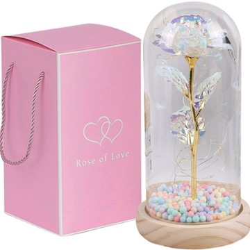 ВЕЧНАЯ РОЗА В СТЕКЛЕ, ПОДАРОК ​​НА ДЕНЬ БАБУШКЕ И ДЕДУШКЕ, ПОДСВЕТКА СВЕТОДИОДНАЯ