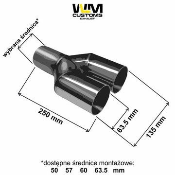 WLMcustoms Y-PIPE 2x63,5 двойной выхлопной патрубок