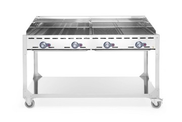Grill Green Fire 4-palnikowy HENDI, Profi podstawa z półką na kółkach 22kW