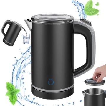 Rychlovarná Konvice 600 W Cestovní Konvice Z Nerezové Oceli 800 ML Černá
