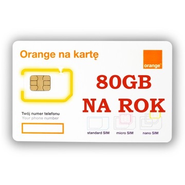 STARTER INTERNET MOBILNY NA KARTE ORANGE FREE 80 GB NA ROK 4G LTE