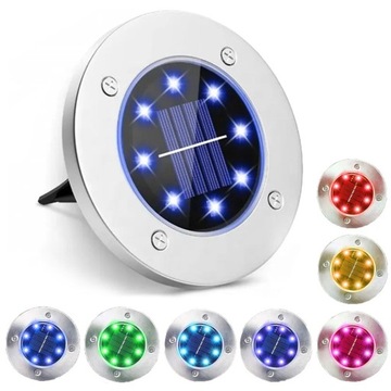 LAMPKA SOLARNA WBIJANA OGRODOWA KOLOROWA RGB