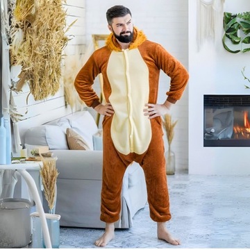 Piżama Onesie Kigurumi Kostium Przebranie Lew XXL: 185 - 195cm