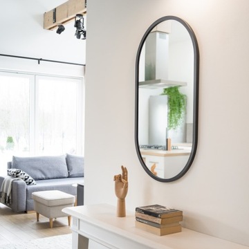 LUSTRO OWALNE W CZARNEJ RAMIE 60x100 cm JAKOŚĆ!