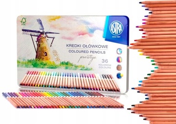 ASTRA KREDKI OŁÓWKOWE ARTYSTYCZNE Metalowe Opakowanie 36 kolorów