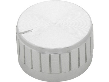 Gałka potencjometru aluminiowa srebrna, średnica 30mm, oś 6mm, 1 sztuka