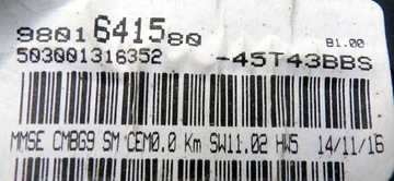 BERLINGO PARTNER II PŘÍSTROJOVÁ DESKA BUDÍKY 9801641580