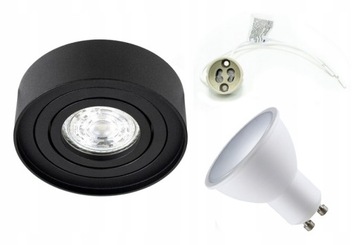 OPRAWA PODTYNKOWA HALOGENOWA TUBA LED RUCHOMA CZARNA EDO +ŻARÓWKA LED