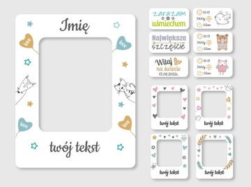 FOTO RAMKA metryczka i KARTY do zdjęć NA ROCZEK