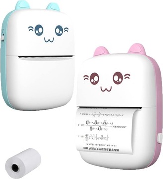 МИНИ-ТЕРМОПРИНТЕР DRUKUŚ ДЛЯ ФОТО НА ДОКУМЕНТЫ И НАКЛЕЙКИ KOT K + 4 РОЛИКА