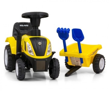 Traktor Milly Mally New Holland T7 żółty Przyczepka Interaktywny Jeździk