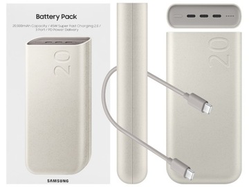 POWERBANK SAMSUNG EB-P4520 SUPER FAST CHARGE 45W PD 3X USB-C 20000 MAH