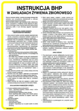 INSTRUKCJA BHP W ZAKŁADACH ŻYWIENIA ZBIOROWEGO 25x35 CM PCV