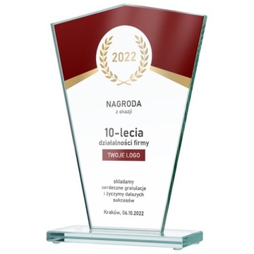Statuetka szklana 21,5 cm z kolorowym nadrukiem