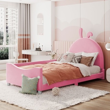 Łóżko dziecięce miękkie łóżko 90*200 cm rozkładana sofa różowym