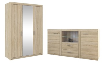 Zestaw RIMO SZAFA LUSTRO + KOMODA 150 DĄB SONOMA