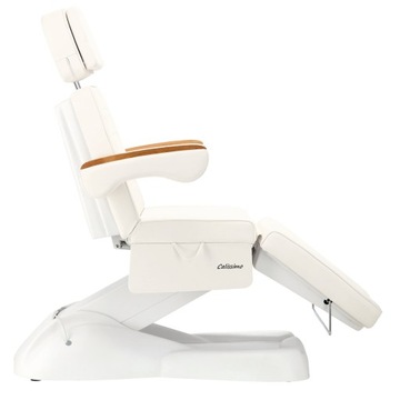 Zestaw fotel kosmetyczny elektryczny taboret pomocnik lampa lupa SPA