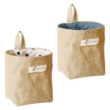BAWEŁNIANA TORBA DO PRZECHOWYWANIA LNIANE KOSZY WISZĄCE TORBY 2