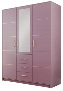 Szafa otwierana z lustrem i szufladami BALI II D3 śliwka 147cmx200cmx58cm