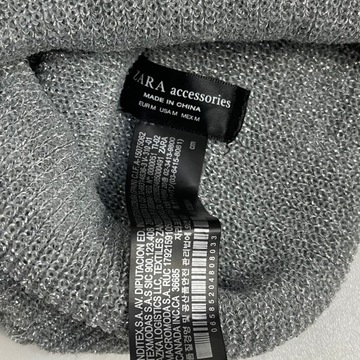 ZARA Czapka Beanie Srebrna Nitka M