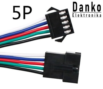 Złącze JST SM 5Pin taśma LED wtyczka + gniazdo