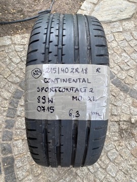 OPONA CONTINENTAL SPORTCONTACT 2 215 40 18 MO XL 89W 6,3mm