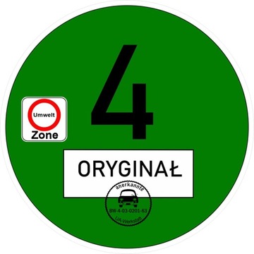Plakietka ekologiczna Umweltzone EURO 4- ORYGINAŁ