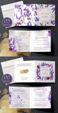 Zaproszenia ślubne LAWENDA koperta PAPIER PERŁOWY