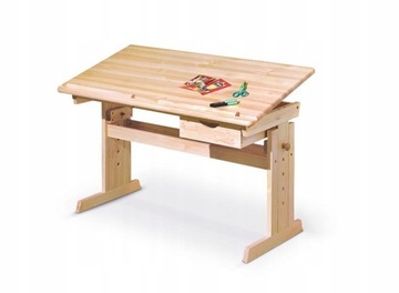 BIURKO Z REGULOWANYM BLATEM SOSNA 109x55/63-87 cm