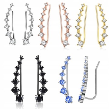 7 Crystals Ear Cuffs Hoop Climbers Earrings S