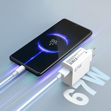 ЗАРЯДНОЕ УСТРОЙСТВО ТИПА C С КАБЕЛЕМ БЫСТРОЙ ЗАРЯДКИ ДЛЯ XIAOMI/REDMI 67 Вт