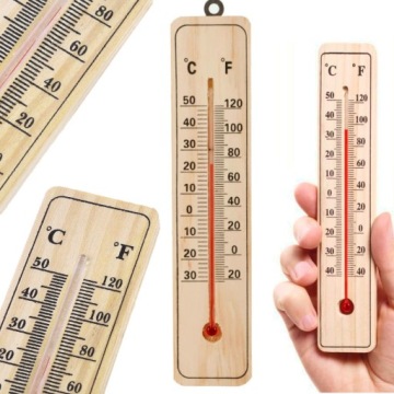 DREWNIANY TERMOMETR DO DOMU DOMOWY WEWNETRZNY POKOJOWY ŚCIENNY WISZĄCY