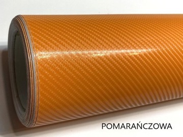 Фольга CARBON 4D оранжевая карбоновая 50см, самоклеящийся термопласт