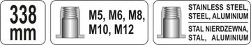 NITOWNICA RĘCZNA DO NITONAKRĘTEK M5-M12 338 MM ALUMINIUM HARTOWANE YATO